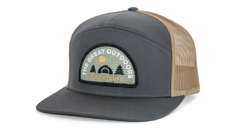CampSaver Great Outdoors Logo Hat, Charcoal/Old Gold - Great Outdoors Logo, One Size, CS-Logo-C58Hat-CH-OGLD-GO