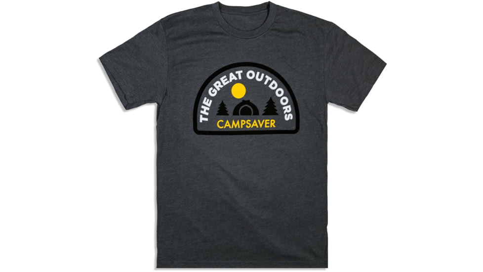 CampSaver Great Outdoors Logo T-Shirt, Heather Heavy Metal, X-Small, GO-Logo-HHM-X-Small