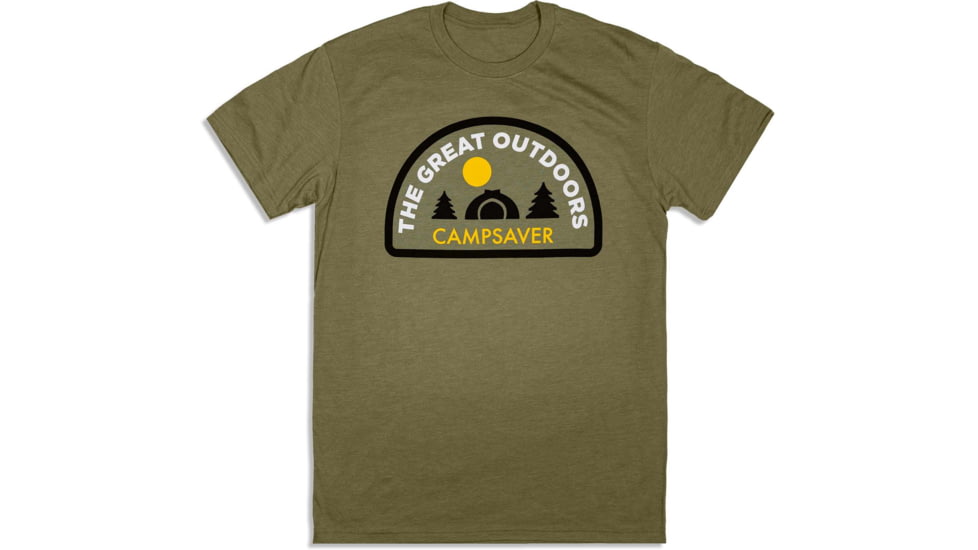 CampSaver Great Outdoors Logo T-Shirt, Light Olive, X-Small, GO-Logo-LOL-X-Small