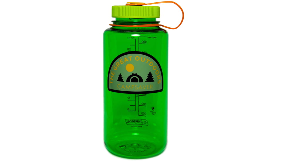 CampSaver Great Outdoors Nalgene Wide Mouth Bottle, Melon Ball / Kiwi/Pumkin/Sunflower, 32 oz, CSTRI32GO-MEL/KIWI