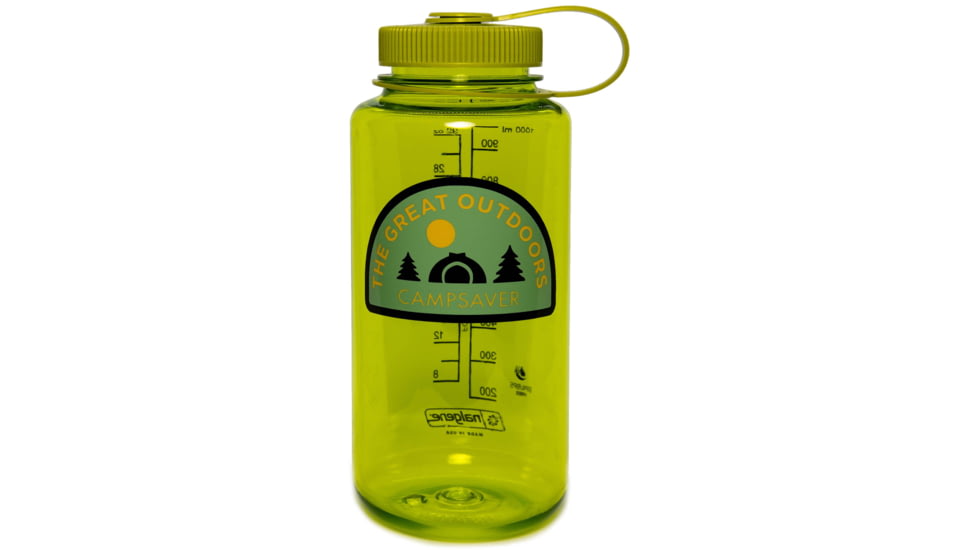 CampSaver Great Outdoors Nalgene Wide Mouth Bottle, Spring Green / Green, 32 oz, CSTRI32GO-SPR/SPR