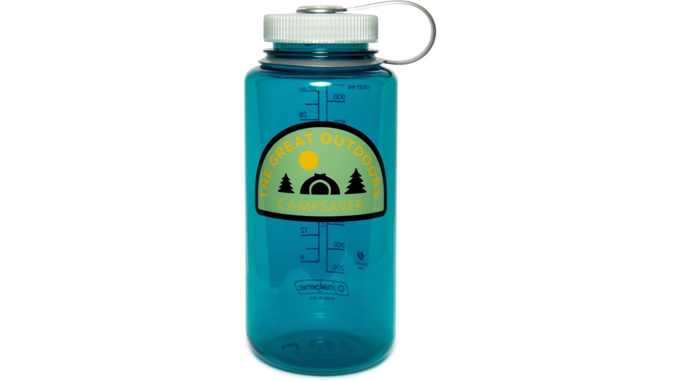 CampSaver Great Outdoors Nalgene Wide Mouth Bottle, Trout Green / Iridescent Platinum, 32 oz, CSTRI32GO-TRO/IPLA