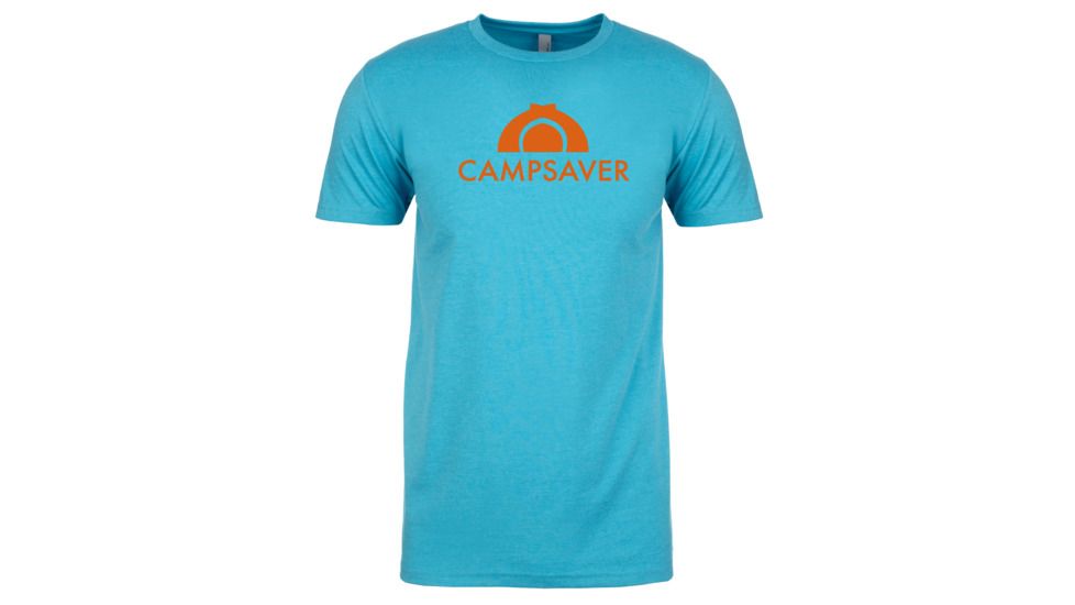 CampSaver Logo T-Shirt - Mens, Bondi Blue/Orange Logo, Small, CS-Logo-Tee-M-BBLU/OR-S