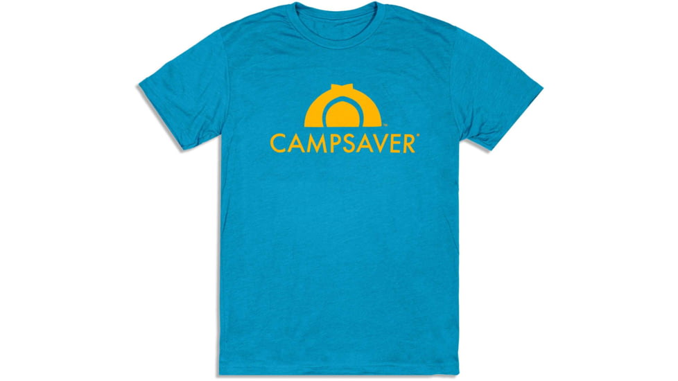 CampSaver Logo T-Shirt - Mens, Bondi Blue/Orange, X-Small, CS-Logo-BB-ORG-X-Small
