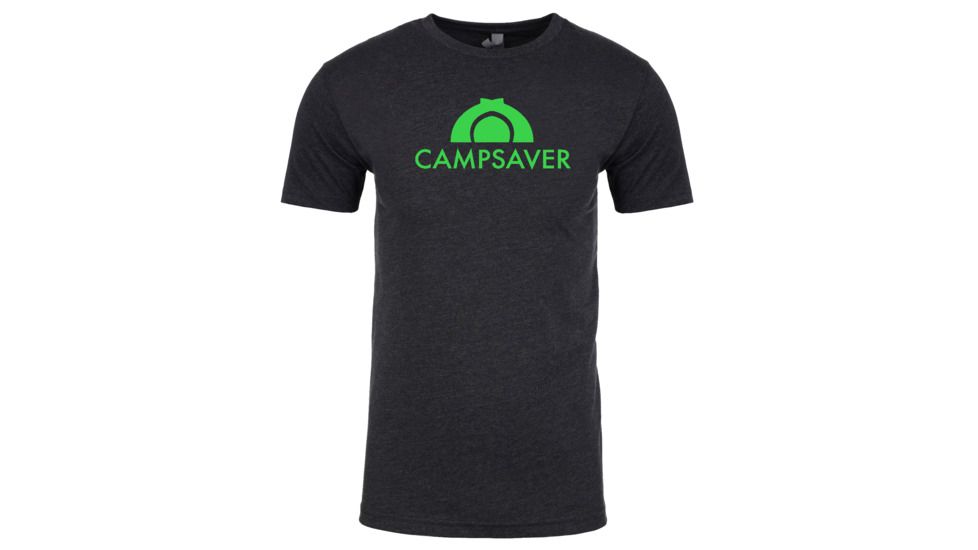 CampSaver Logo T-Shirt - Mens, Charcoal Heather/Neon Green Logo, 2XL, CVC 6210-CCHE-NG-2XL