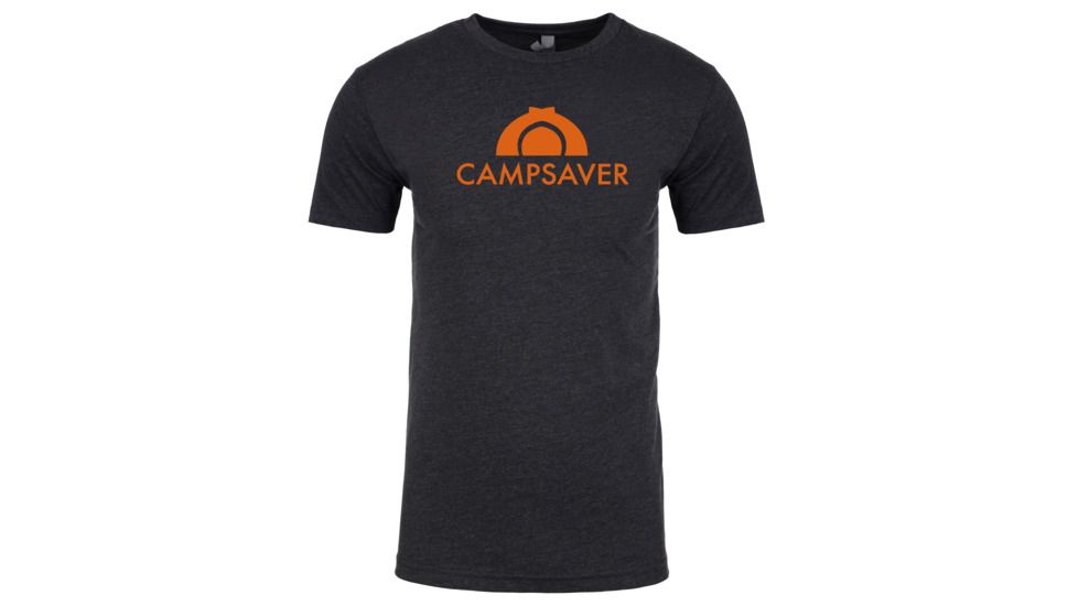 CampSaver Logo T-Shirt - Mens, Charcoal Heather/Orange Logo, Small, CS-Logo-Tee-M-CCHE/OR-S