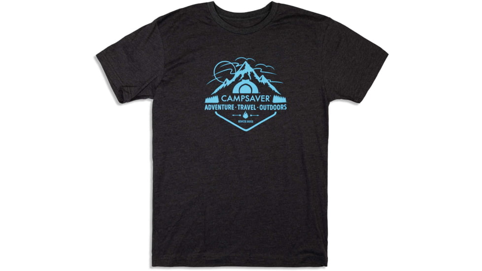 CampSaver Mountain Adventure T-Shirt, Charcoal/Teal Logo, X-Large, MTNADV-CHR-TL/PNK-X-Large