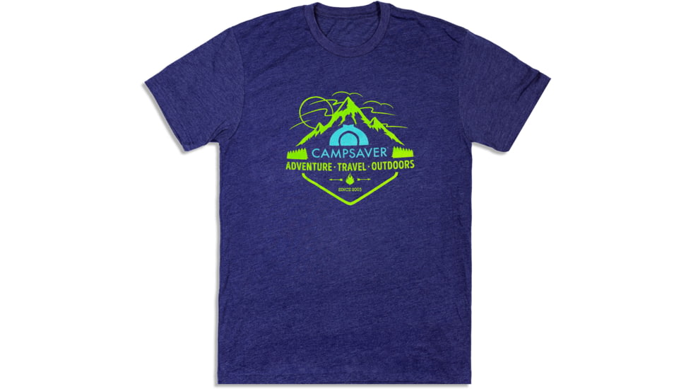 CampSaver Mountain Adventure T-Shirt, Storm/Neon Green/Teal Logo, X-Large, MTNADV-STR-NG/TLLG-X-Large