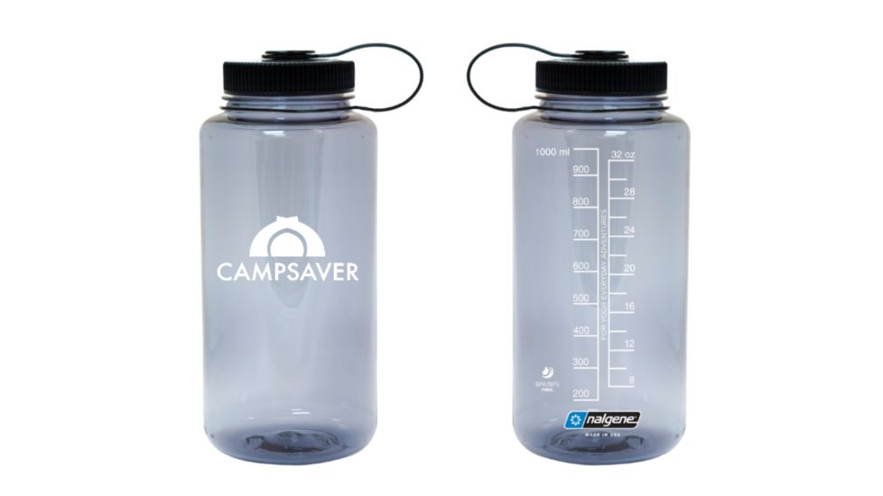 CampSaver Nalgene Wide Mouth Bottle, 32oz, Black, 32 oz, CS-TRI32W-SMK/BLK
