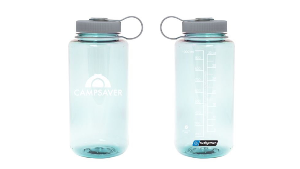 CampSaver Nalgene Wide Mouth Bottle, 32oz, Platinum, 32 oz, CS-TRI32W-SEA/PLAT
