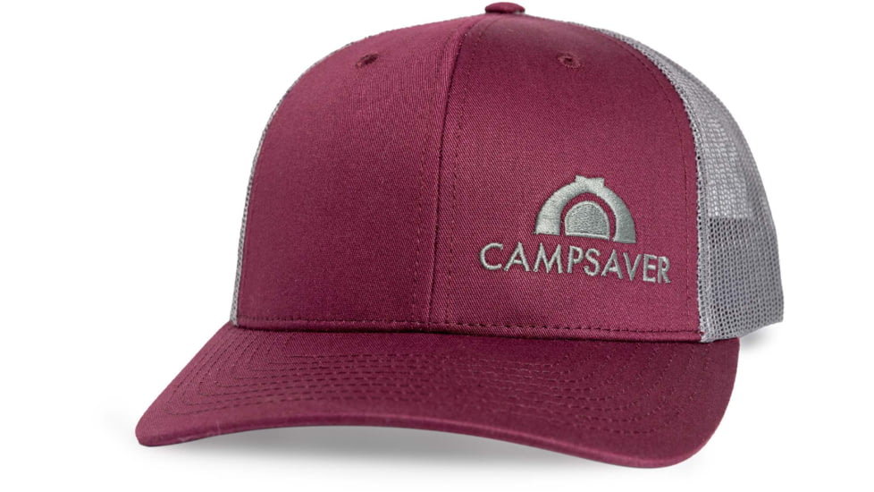 CampSaver Standard Embroidered Logo Hat, Burgandy/Charcoal - Charcoal Logo, One Size, CS-Logo-C12Hat-BUR-CH