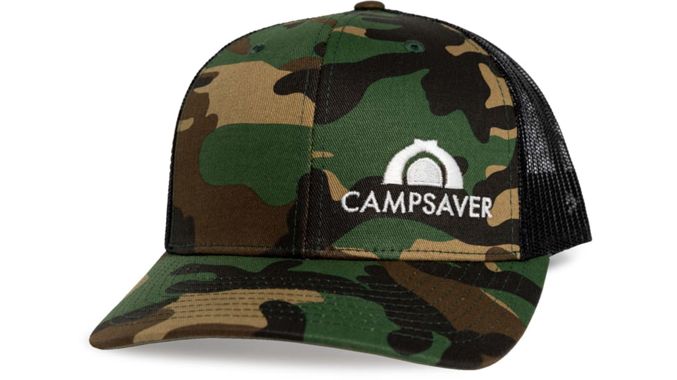 CampSaver Standard Embroidered Logo Hat, Camo/Loden/Black - White Logo, One Size, CS-Logo-C12Hat-CM-LD-BL