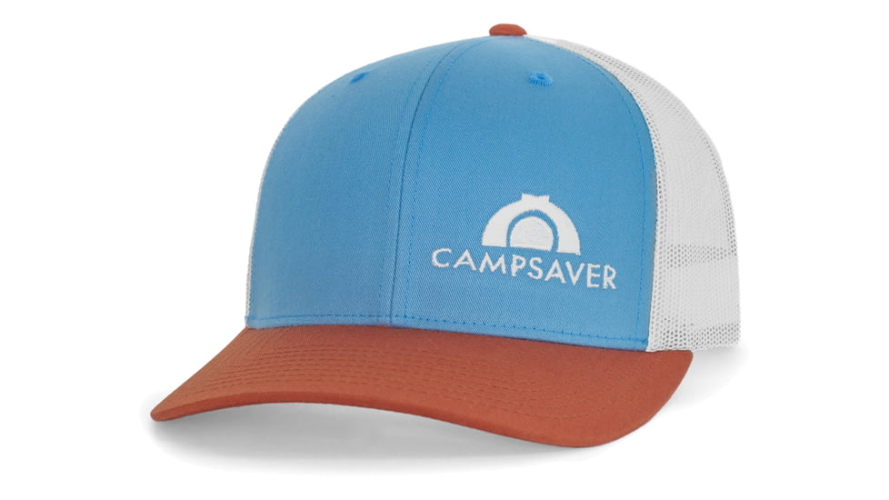 CampSaver Standard Embroidered Logo Hat, Col Blue/Birch/Dark Orange - Cream Logo, One Size, CS-Logo-C12Hat-BLU-BR-OR