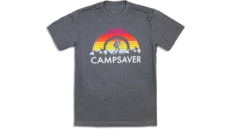 CampSaver Sunset Hiker T-Shirt, Heather Heavy Metal, Medium, SNSTHIK-HHM-Medium