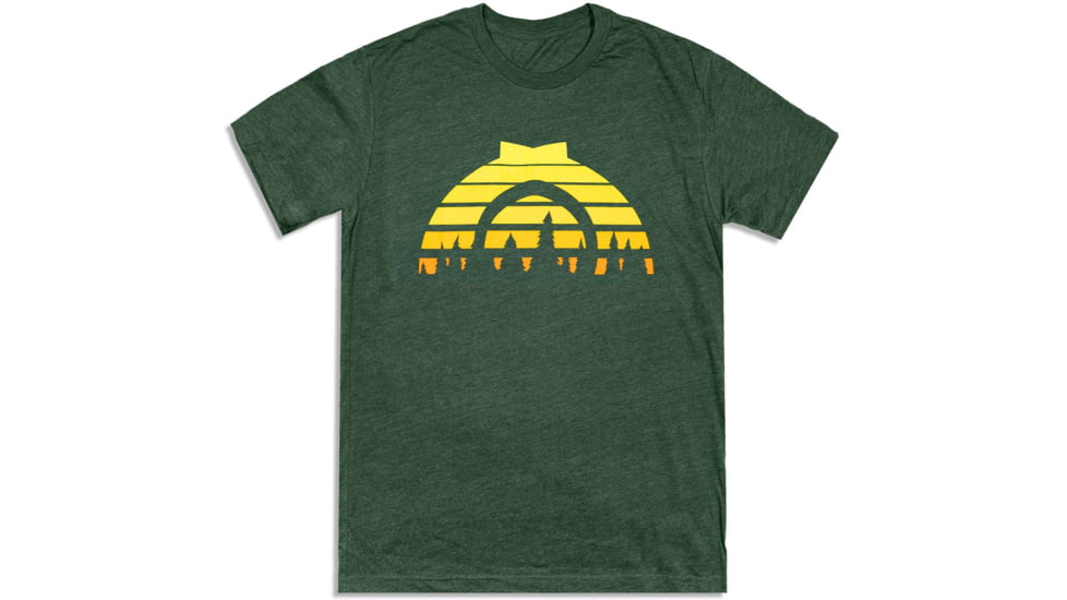 CampSaver Sunset Logo T-Shirt, Heather Forest Green, Large, SNST-Logo-HFG-Large