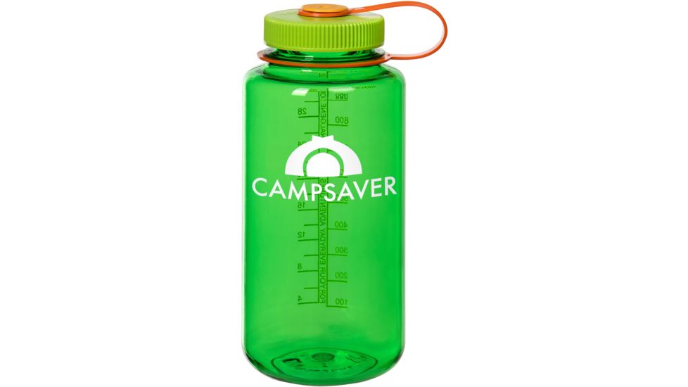CampSaver Nalgene Wide Mouth Bottle, 32oz, Melon Ball Bottle Kiwi/Pumkin/Sunflower Cap White , CS-TRI32W-MEL/KIWI