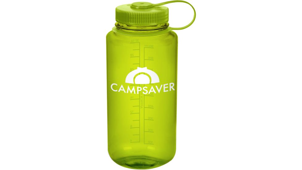 CampSaver Nalgene Wide Mouth Bottle, 32oz, Spring Green Bottle Spring Green Cap White Logo, CS-TRI32W-SPR/SPR