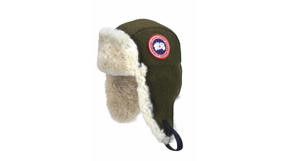 Canada Goose Merino Wool Shearling Pilot Hat - Men's-Military Green-S/M