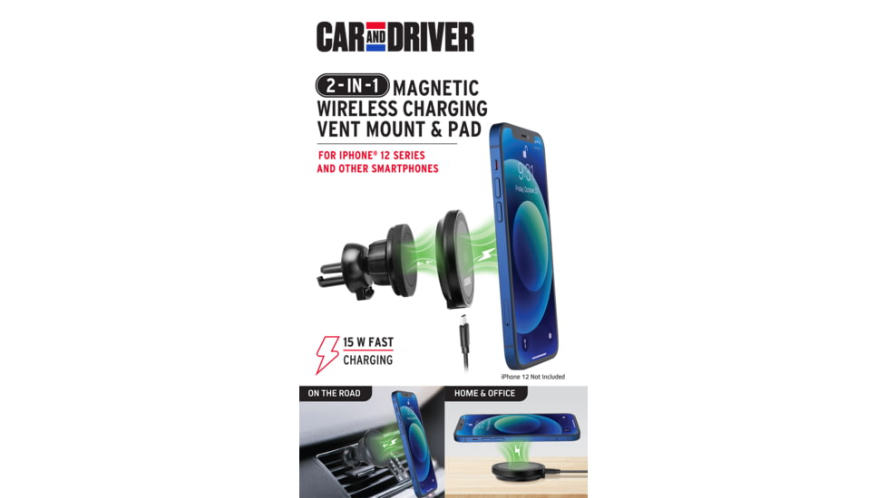 Car and Driver 2-IN-1 Magnetic Wireless Charging Vent Mount &amp; Pad, CAD-9978