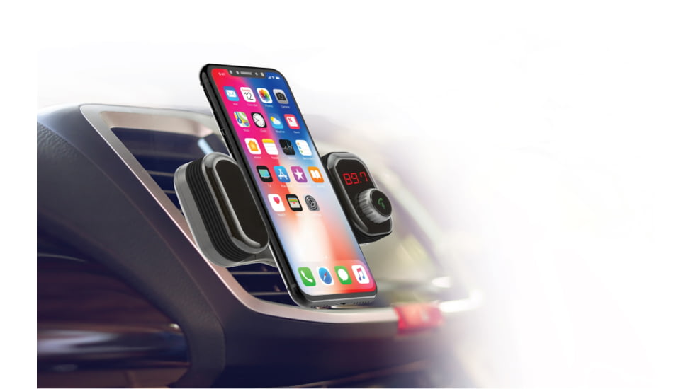 Car and Driver Bluetooth Handsfree FM Transmitter &amp; Vent Phone Holder, CAD-9900