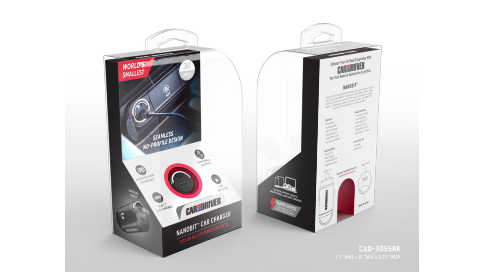Car and Driver Nanobit Mini 30W Power Delivery USB-C Car Charger, CAD-3055BK