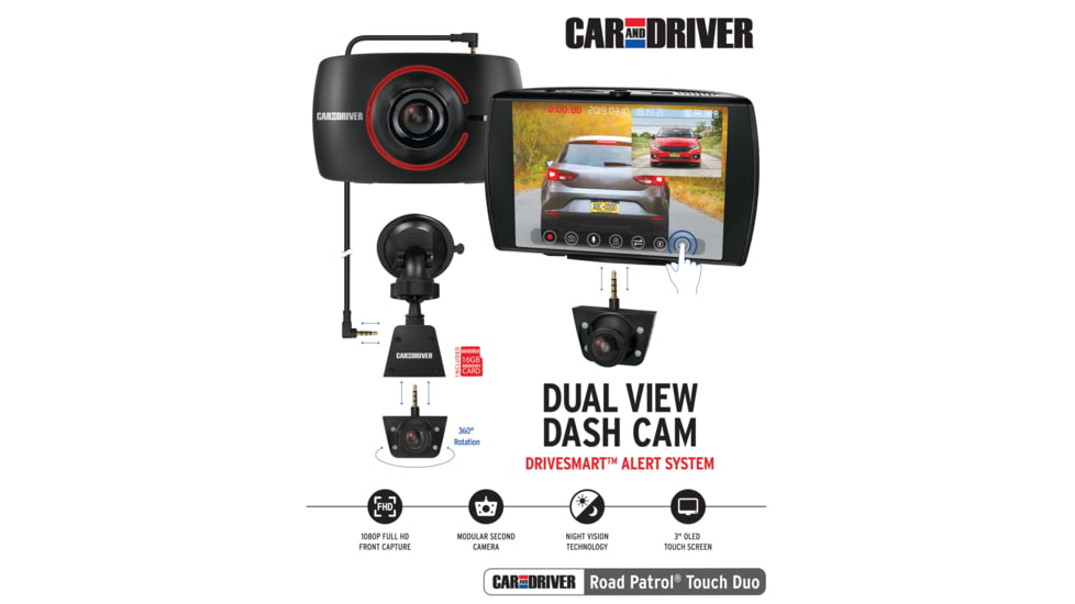 Car and Driver Road Patrol Touch Duo Dash Cam, CAD-ZX1002