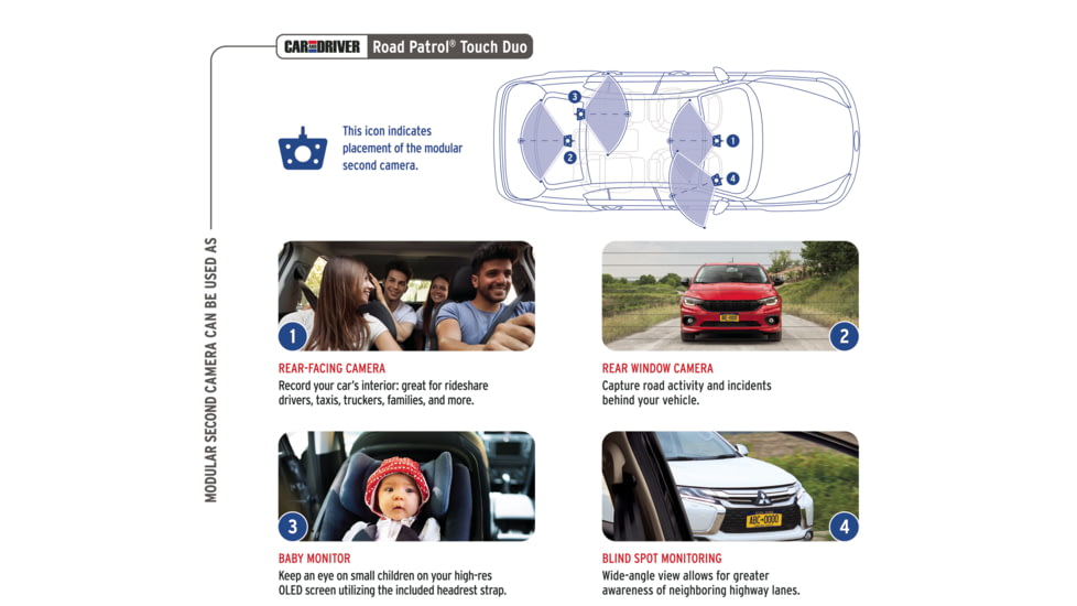 Car and Driver Road Patrol Touch Duo Dash Cam, CAD-ZX1002