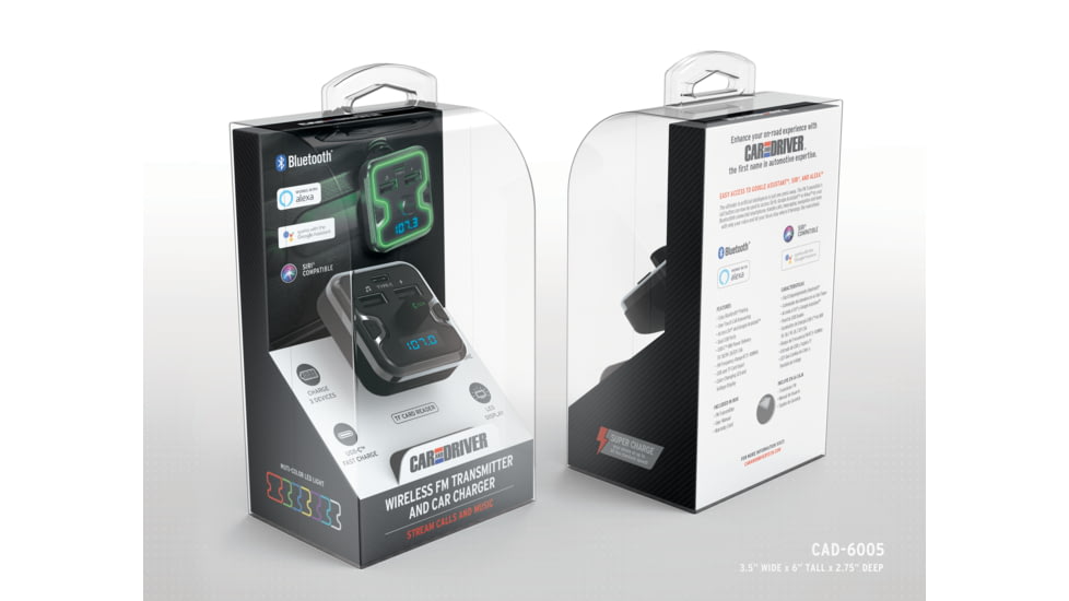 Car and Driver SIRI / Google / Alexa FM Transmitter/12V Charger, CAD-6005