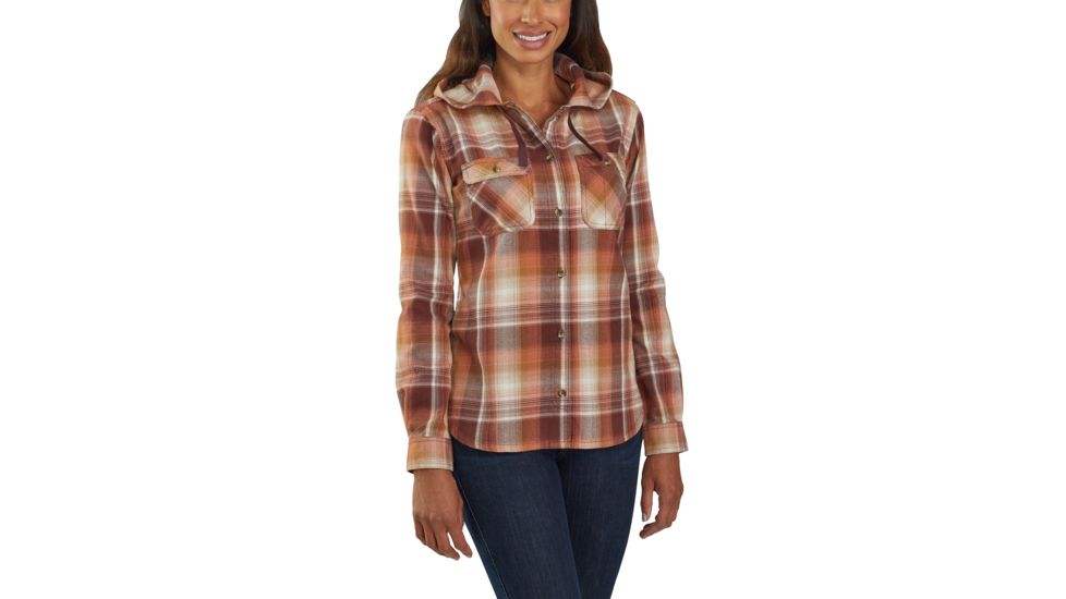 Carhartt Beartooth Hooded Flannel Shirt - Womens, Dark Cedar, Small, 103235-224-REG-S
