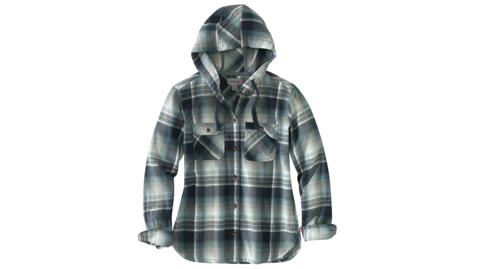 Carhartt Beartooth Hooded Flannel Shirt - Womens, Navy, Large, 103235-412-REG-L