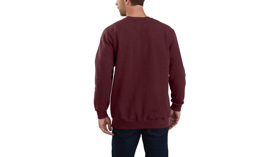 Carhartt Block Logo Crewneck Sweat - Mens, Port Heather, Small, 103853-645REGSA