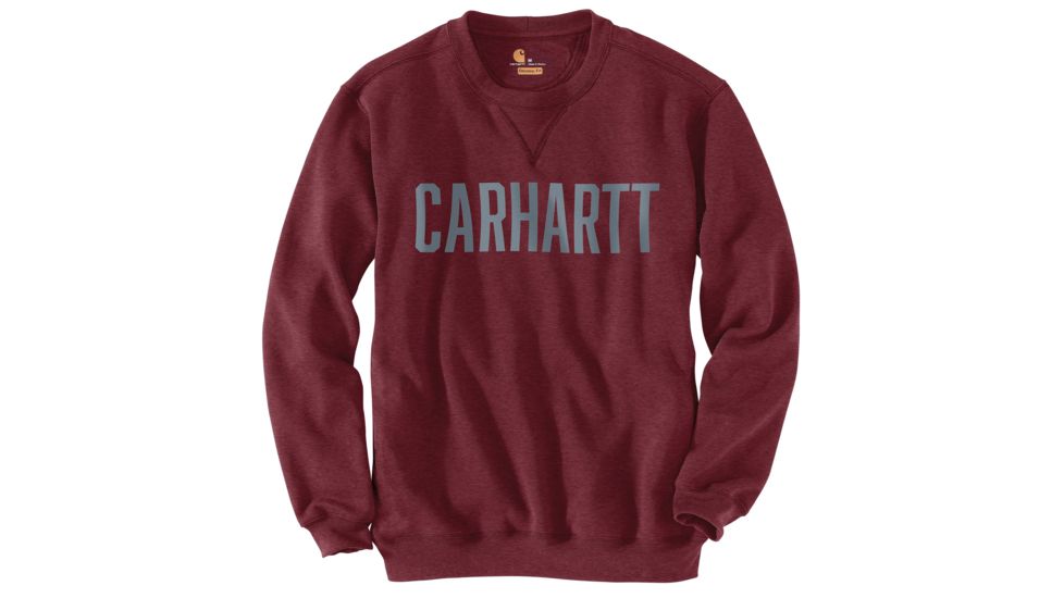 Carhartt Block Logo Crewneck Sweat - Mens, Port Heather, Small, 103853-645REGSA