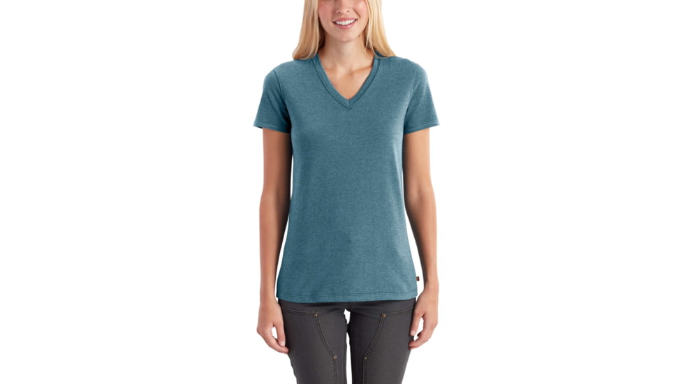 Carhartt Lockhart Short Sleeve V-Neck T-Shirt - Women's, Blue Mist Heather, M-REG, 102452-424-REG-M