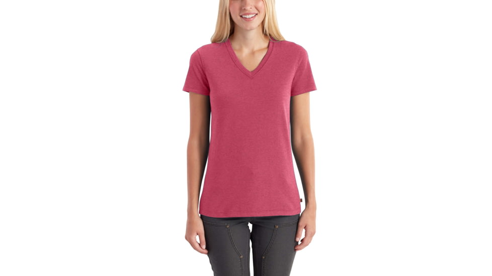 Carhartt Lockhart Short Sleeve V-Neck T-Shirt - Women's, Cranberry Heather, M-REG, 102452-623-REG-M
