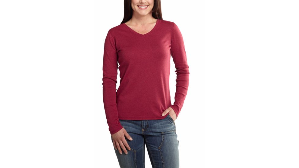 Calumet Long Sleeve V-Neck T-Shirt - Womens-Dark Red Heather-X-Small
