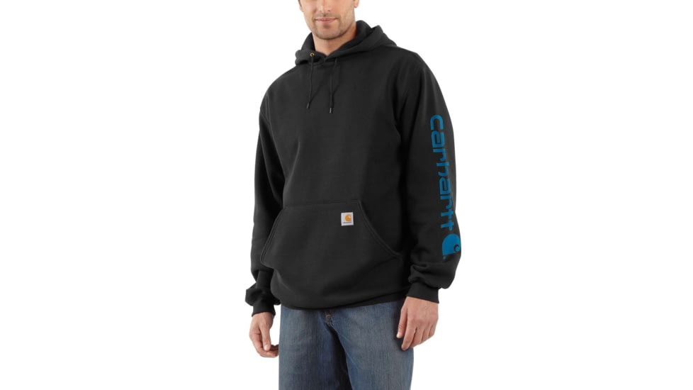 Carhartt Midweight Hooded Logo Sweatshirt - Men's, Black/Blue, Extra Small/Regular, K288-005-REG-XSM