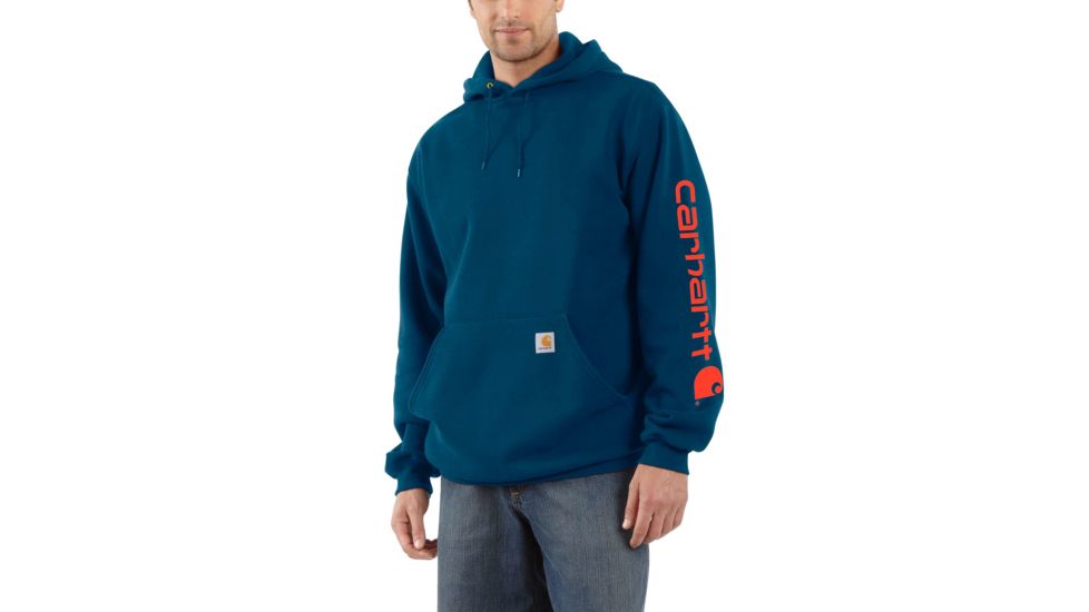 Carhartt Midweight Hooded Logo Sweatshirt - Men's, Superior Blue, Large/Regular, K288-475-REG-LRG