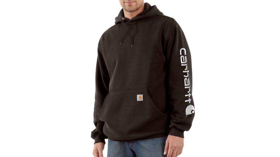 Carhartt Midweight Hooded Logo Sweatshirt - Men's, Dark Brown, Extra Small/Regular, K288-DKB-REG-XSM