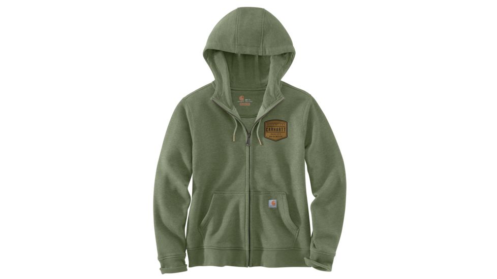 Carhartt Clarksburg Full Zip Grphc Hooded Swtshrt - Womens, Olivine Heather, Medium, 104041-G01-REG-M