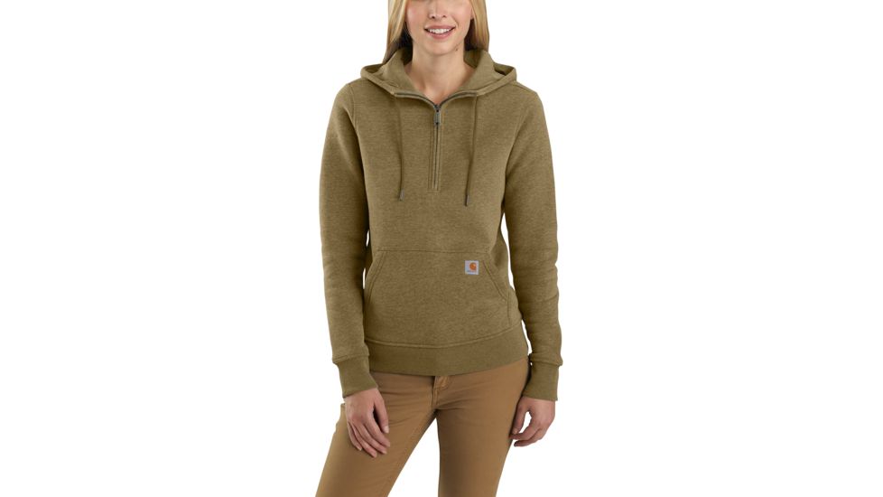 Carhartt Clarksburg Half Zip Hooded Sweatshirt - Womens, Oiled Walnut Heather, Large, 103240-B00-REG-L