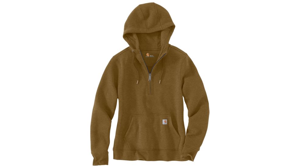Carhartt Clarksburg Half Zip Hooded Sweatshirt - Womens, Oiled Walnut Heather, Large, 103240-B00-REG-L