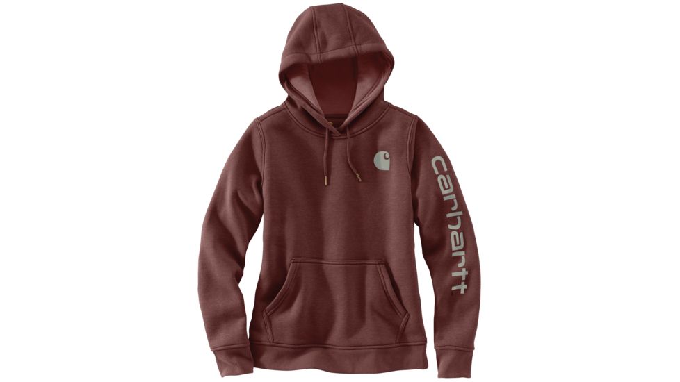Carhartt Clarksburg Sleeve Logo Hooded Sweatshirt - Womens, Dark Cedar Heather, Large, 102791-228-REG-L