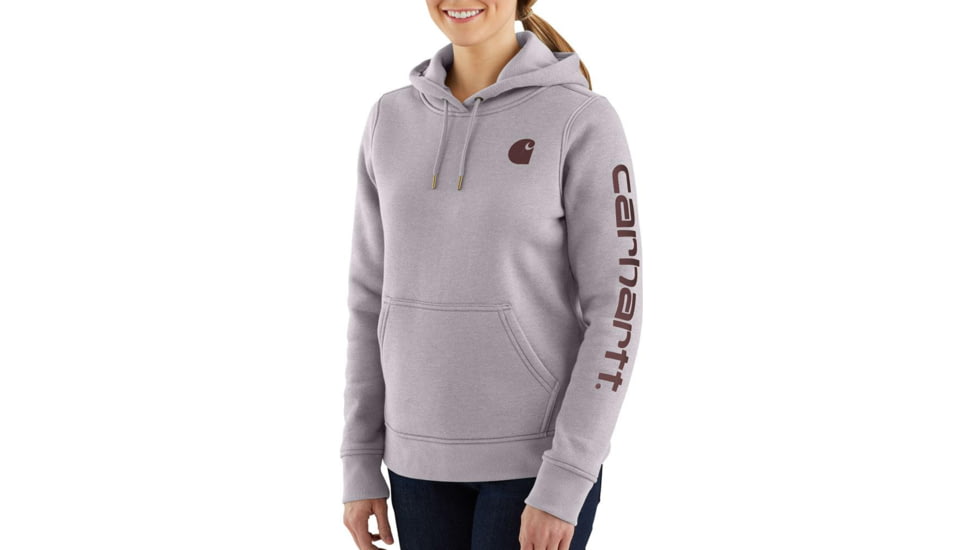 Carhartt Clarksburg Sleeve Logo Hooded Sweatshirt - Womens, Gull Gray Heather, Large, 102791-E16-REG-L