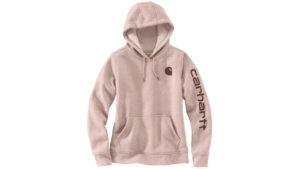 Carhartt Clarksburg Sleeve Logo Hooded Sweatshirt - Womens, Rose Smoke Heather, Large, 102791-P01-REG-L