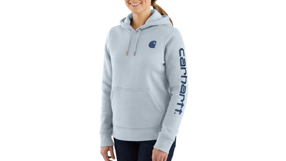 Carhartt Clarksburg Sleeve Logo Hooded Sweatshirt - Womens, Soft Blue Heather, Medium, 102791-405-REG-M