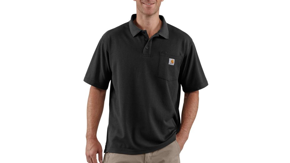 Carhartt Contractors Work Pocket Polo for Mens, Black, Small/Regular K570-BLK-REG-SML