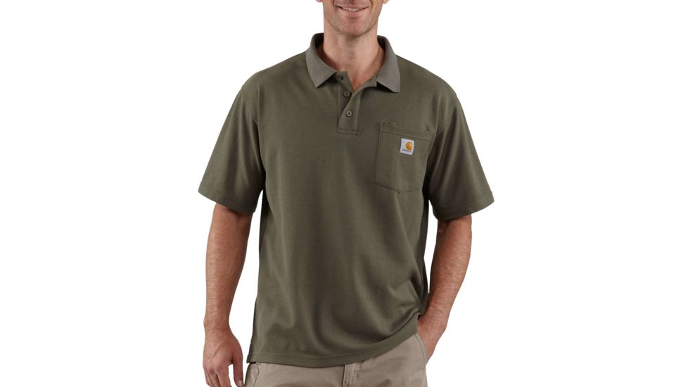 Carhartt Contractors Work Pocket Polo for Mens, Moss, Extra Small/Regular K570-MOS-REG-XSM