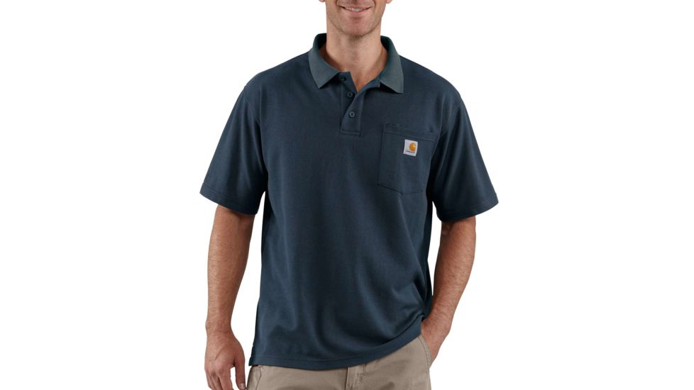 Carhartt Contractors Work Pocket Polo for Mens, Navy, Extra Small/Regular K570-NVY-REG-XSM