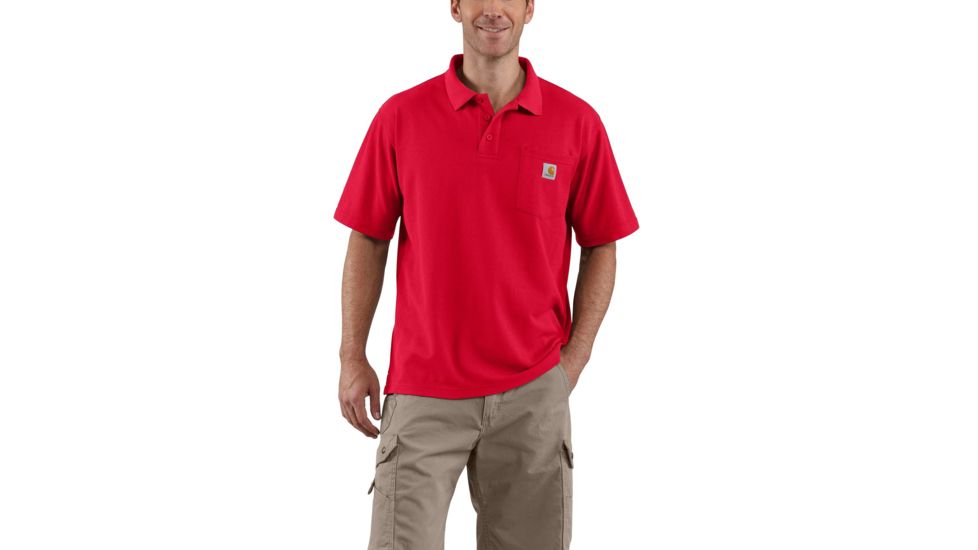 Carhartt Contractors Work Pocket Polo for Mens, Red, Extra Small/Regular K570-RED-REG-XSM