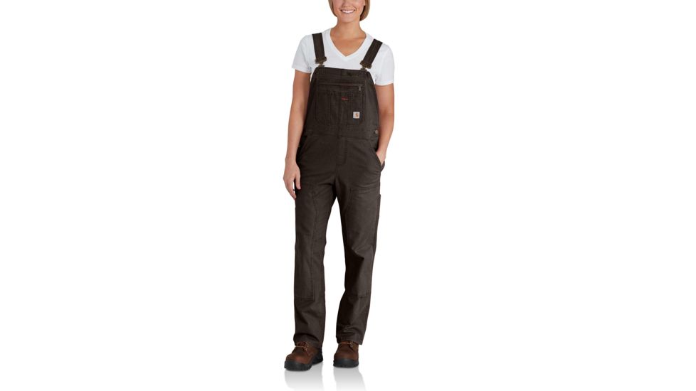 Carhartt Crawford Double Front Bib Overalls - Womens, Dark Brown, M-Tall 102438-201-TLL-M